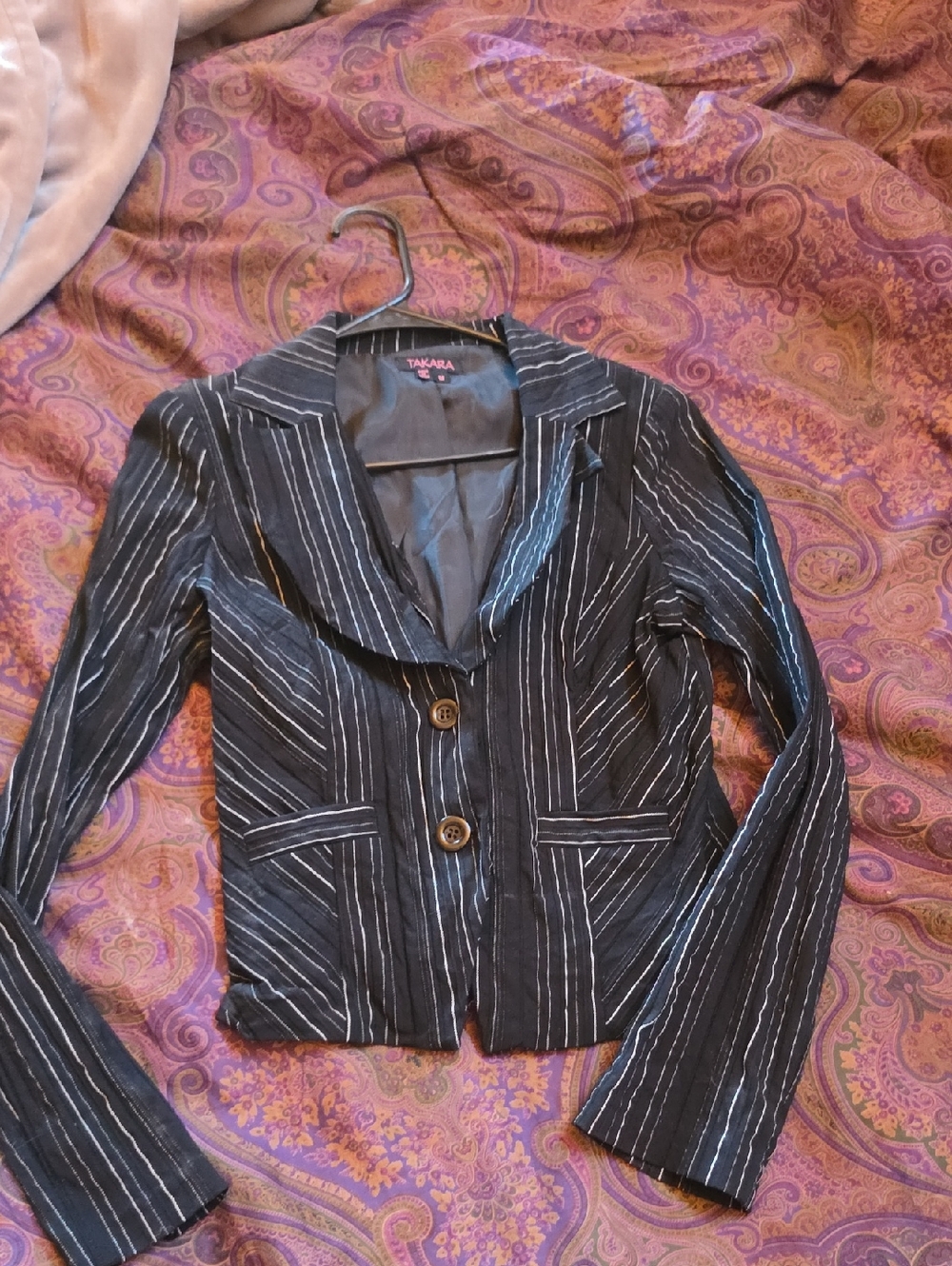 Takara Black Pinstripe Women's Suit Jacket
